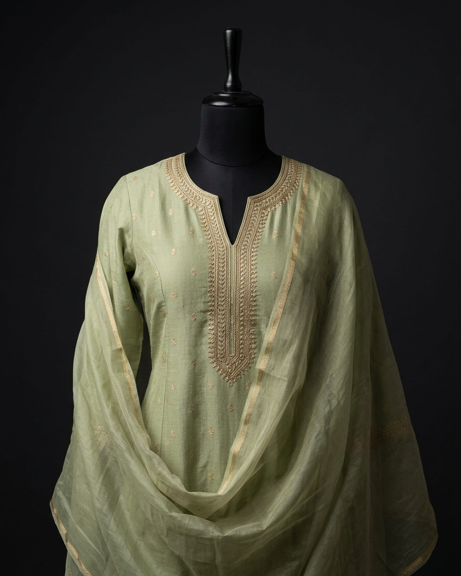 Pure Chanderi Silk Anarkali Suit